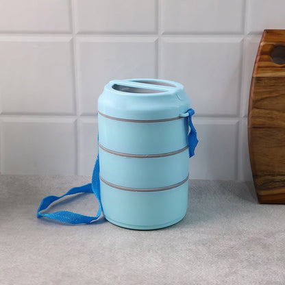 3 Layer Insulated Lunch Box Set with Handle & Strap - (Set)