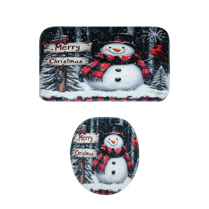 3 in 1 Christmas-Themed Bathroom Mat - (1 Set)