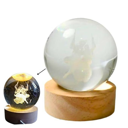 3D Engraved Crystal Ball LED Night Lamp with Romantic Couple on Swing